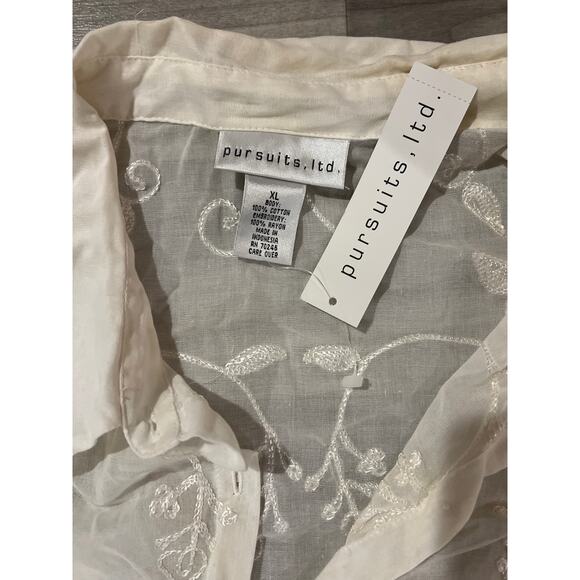 NWT Pursuits Sheer Floral Embroidered Woman’s Blouse Size XL - Picture 2 of 7